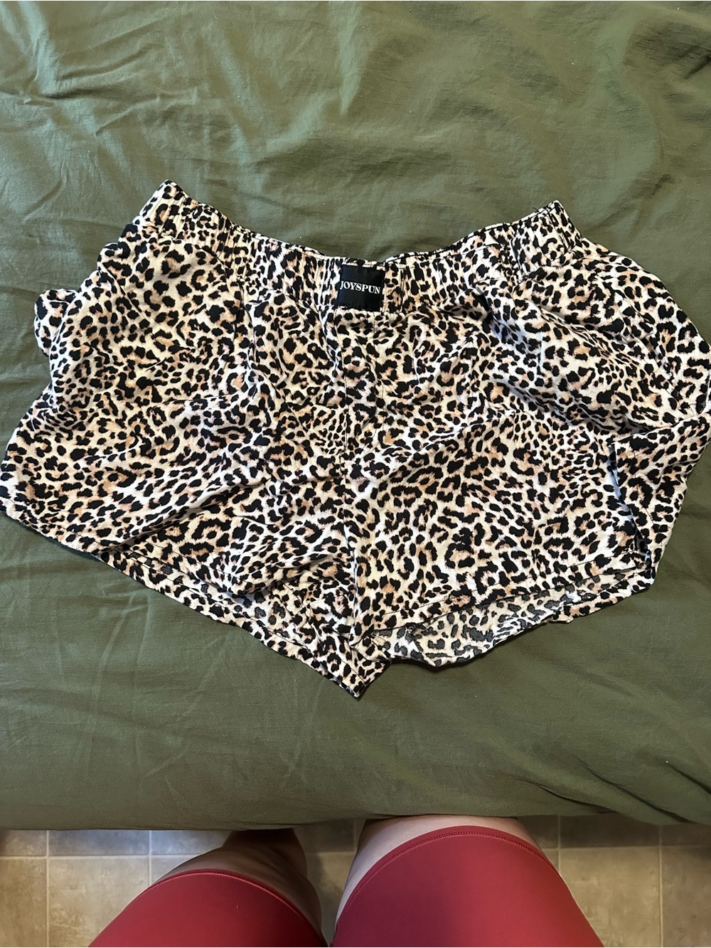Joyspun Leopard-Print Women’s Sleep Shorts in Beige/Black